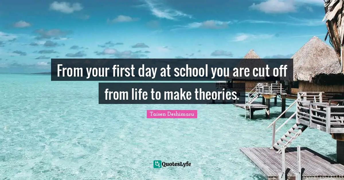 From your first day at school you are cut off from life to make theories.