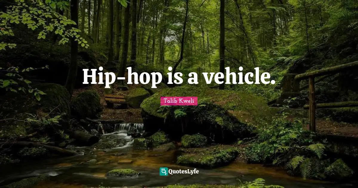 Hip-hop is a vehicle.