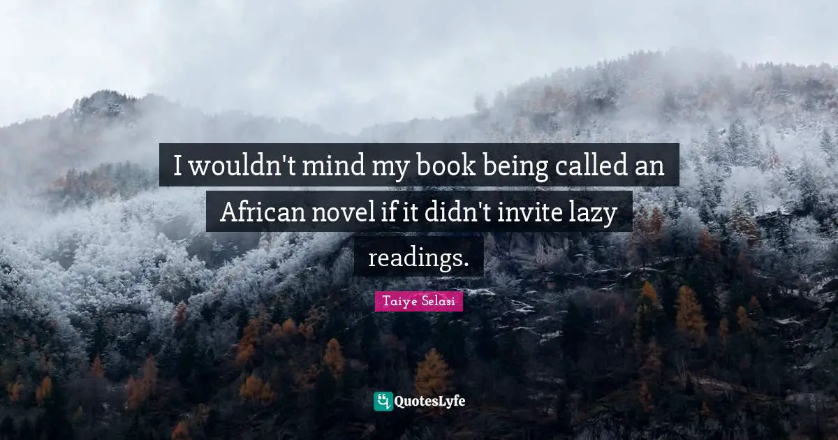 I wouldn't mind my book being called an African novel if it didn't invite lazy readings.