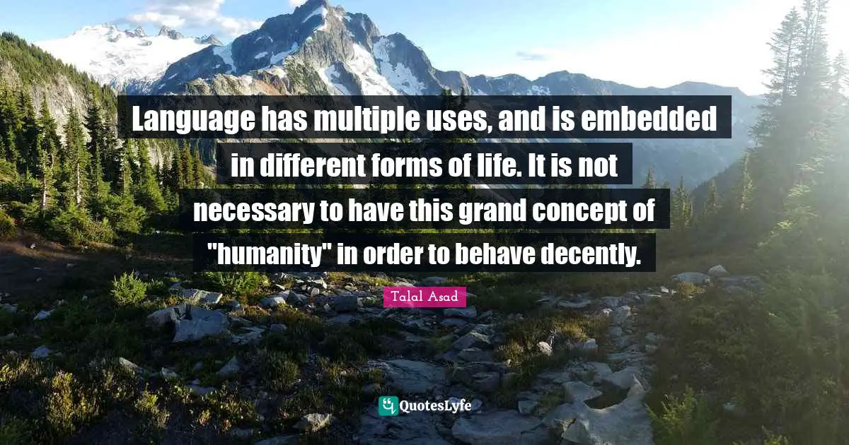 Language has multiple uses, and is embedded in different forms of life. It is not necessary to have this grand concept of "humanity" in order to behave decently.