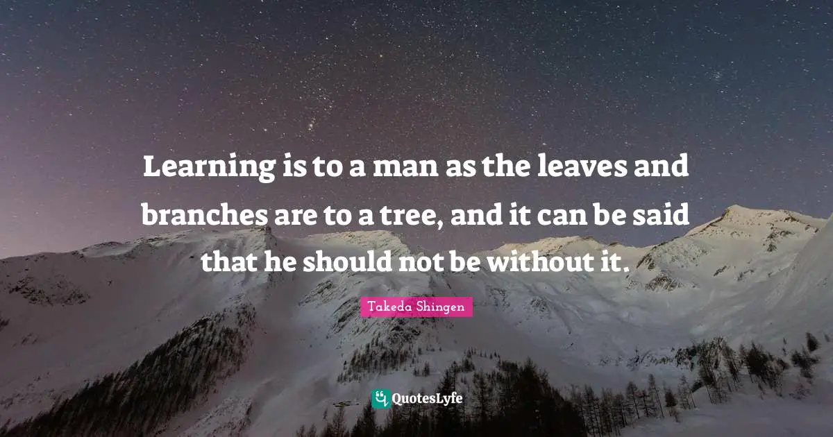 Branches Quotes: "Learning is to a man as the leaves and branches are to a tree, and it can be said that he should not be without it."