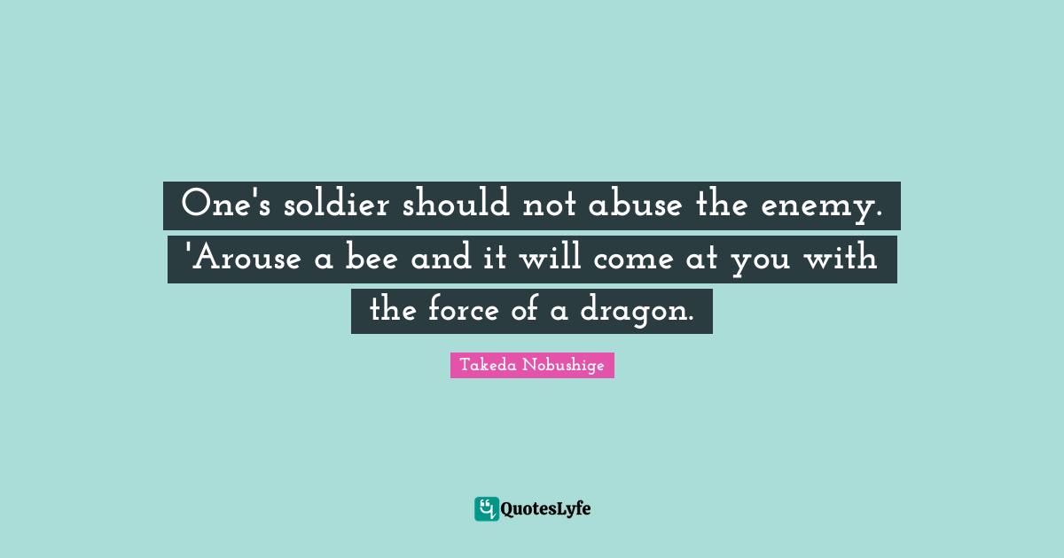One's soldier should not abuse the enemy. 'Arouse a bee and it will come at you with the force of a dragon.