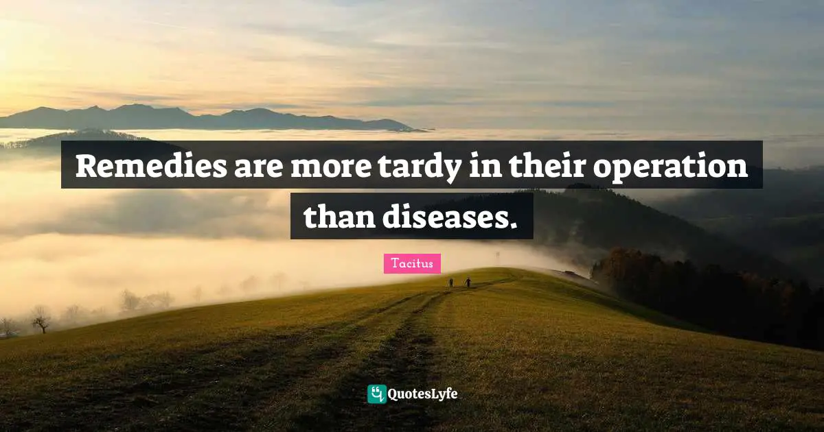 Remedies are more tardy in their operation than diseases.