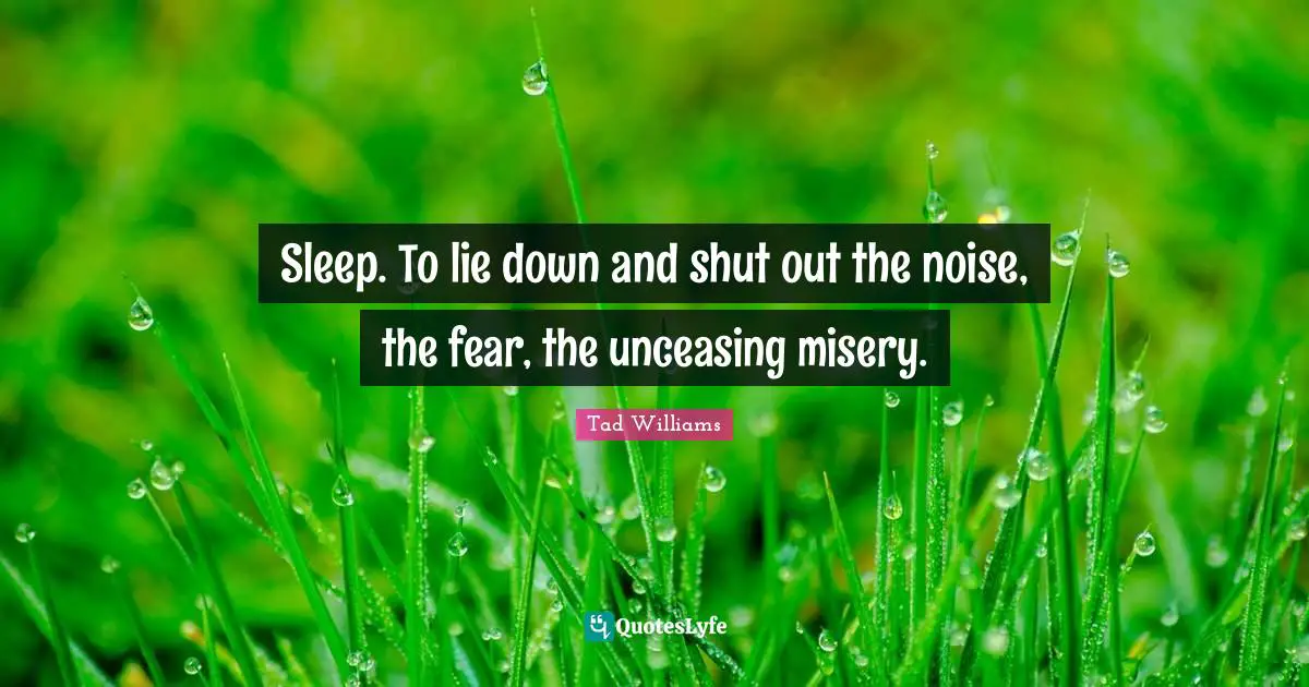 Sleep. To lie down and shut out the noise, the fear, the unceasing misery.