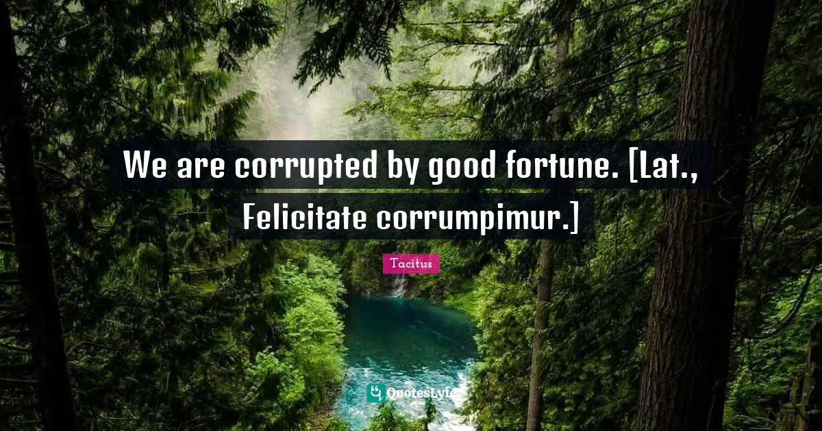 We are corrupted by good fortune. [Lat., Felicitate corrumpimur.]