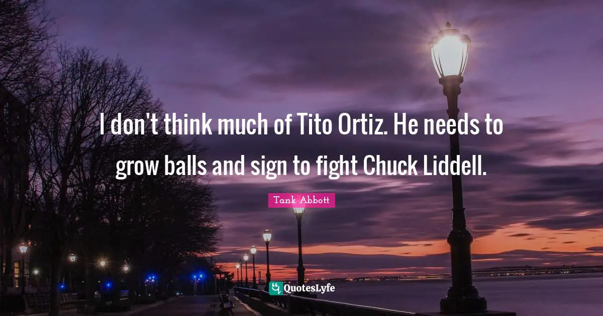I don't think much of Tito Ortiz. He needs to grow balls and sign to fight Chuck Liddell.