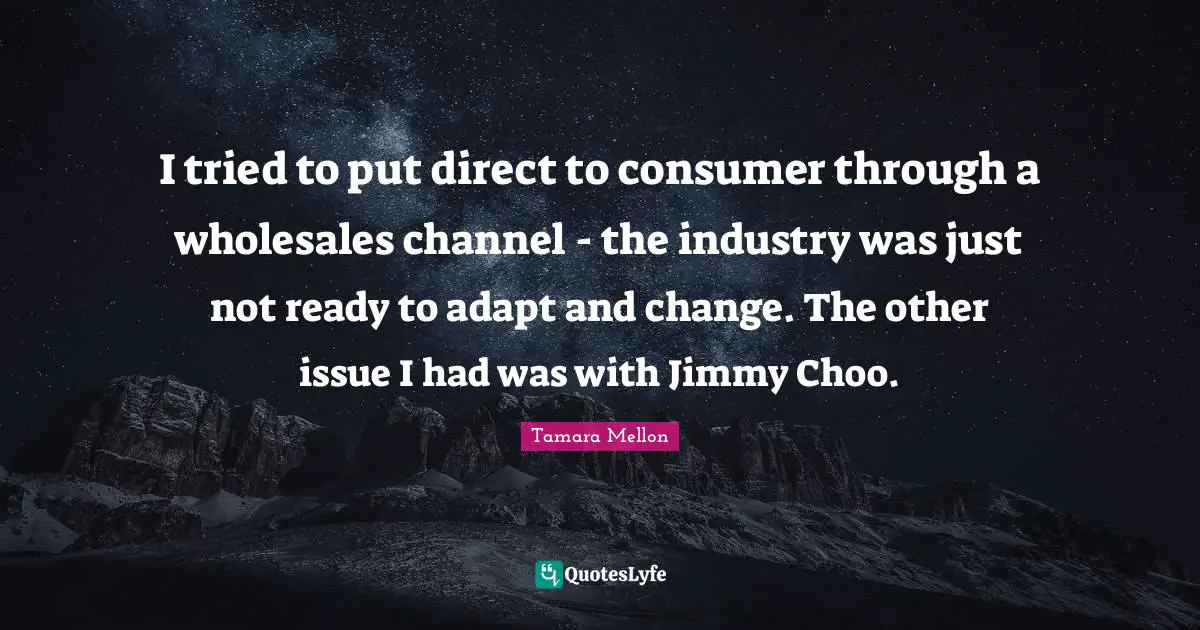 I tried to put direct to consumer through a wholesales channel - the industry was just not ready to adapt and change. The other issue I had was with Jimmy Choo.