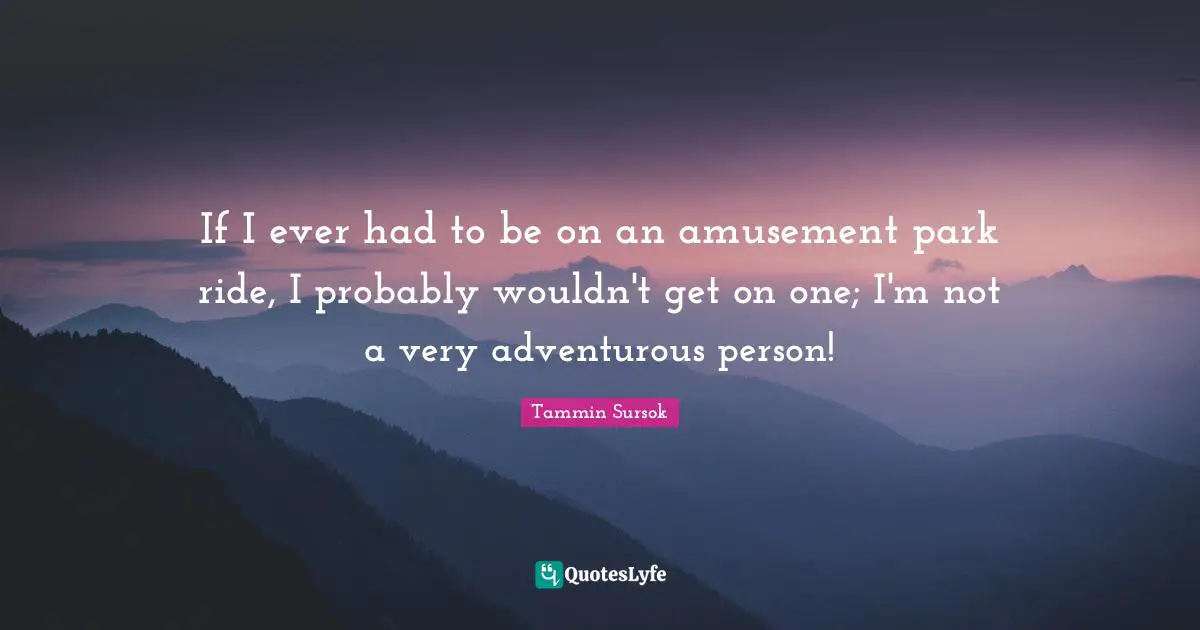 If I ever had to be on an amusement park ride, I probably wouldn't get on one; I'm not a very adventurous person!