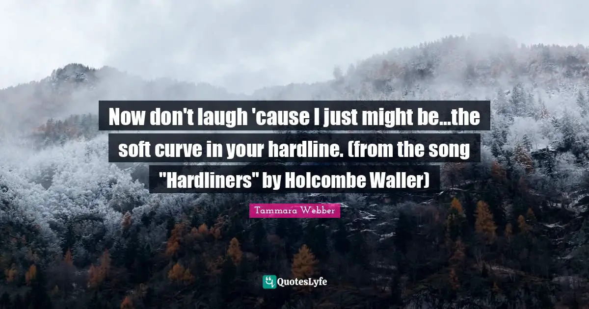 Now don't laugh 'cause I just might be...the soft curve in your hardline. (from the song "Hardliners" by Holcombe Waller)