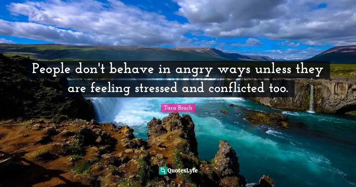 Tara Brach Quotes: "People don't behave in angry ways unless they are feeling stressed and conflicted too."