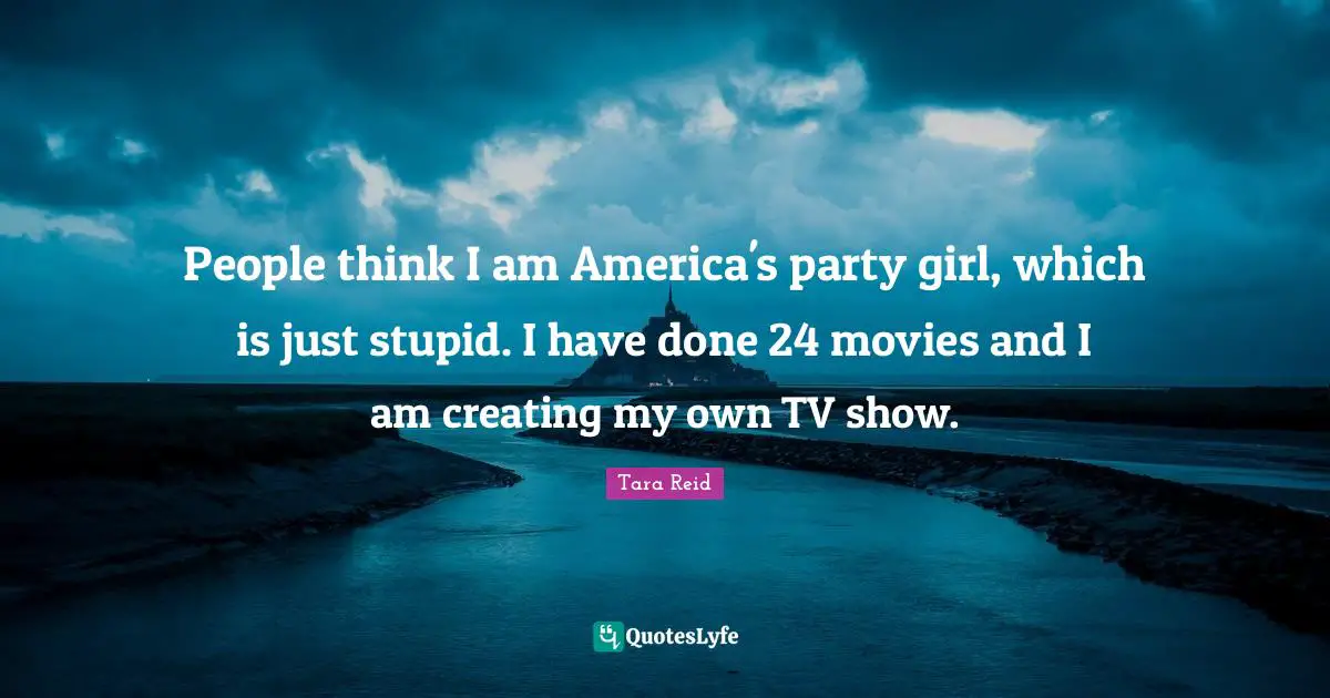 People think I am America's party girl, which is just stupid. I have done 24 movies and I am creating my own TV show.