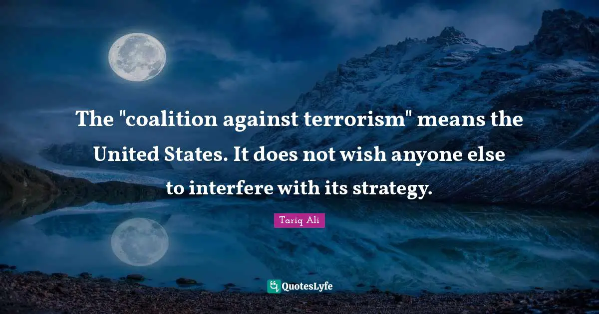 The "coalition against terrorism" means the United States. It does not wish anyone else to interfere with its strategy.