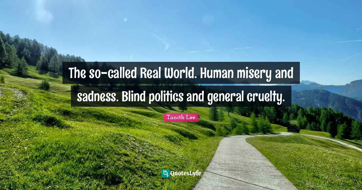 The so-called Real World. Human misery and sadness. Blind politics and general cruelty.