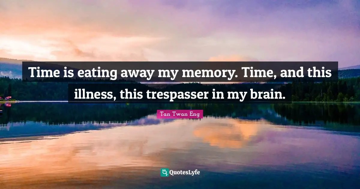 Time is eating away my memory. Time, and this illness, this trespasser in my brain.