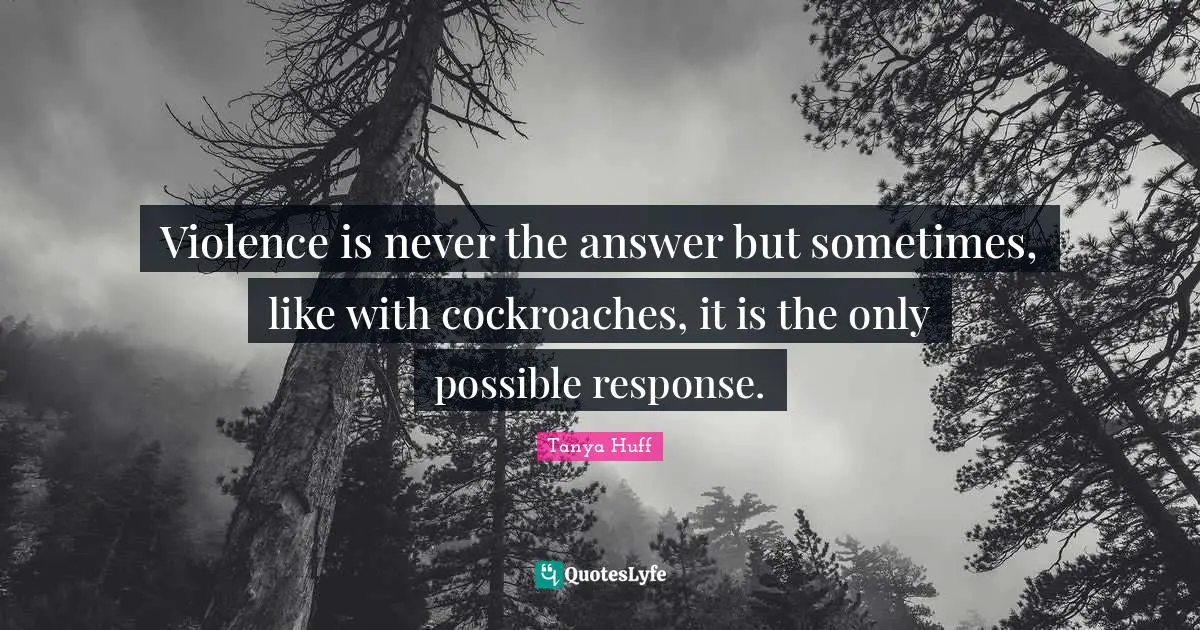 Violence is never the answer but sometimes, like with cockroaches, it is the only possible response.