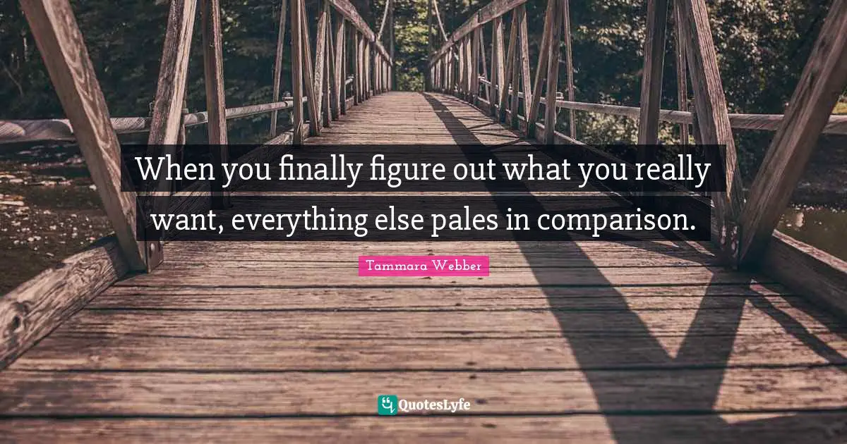 Tammara Webber Quotes: "When you finally figure out what you really want, everything else pales in comparison."