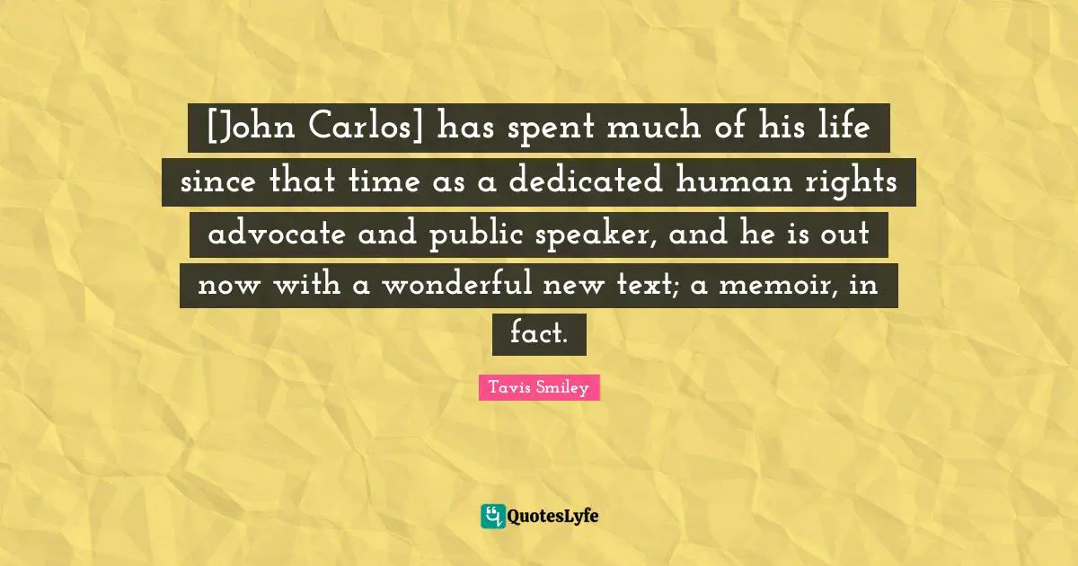 [John Carlos] has spent much of his life since that time as a dedicated human rights advocate and public speaker, and he is out now with a wonderful new text; a memoir, in fact.