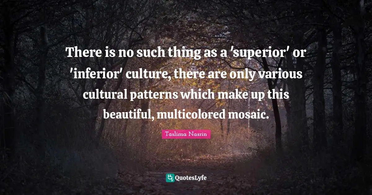 Mosaics Quotes: "There is no such thing as a 'superior' or 'inferior' culture, there are only various cultural patterns which make up this beautiful, multicolored mosaic."