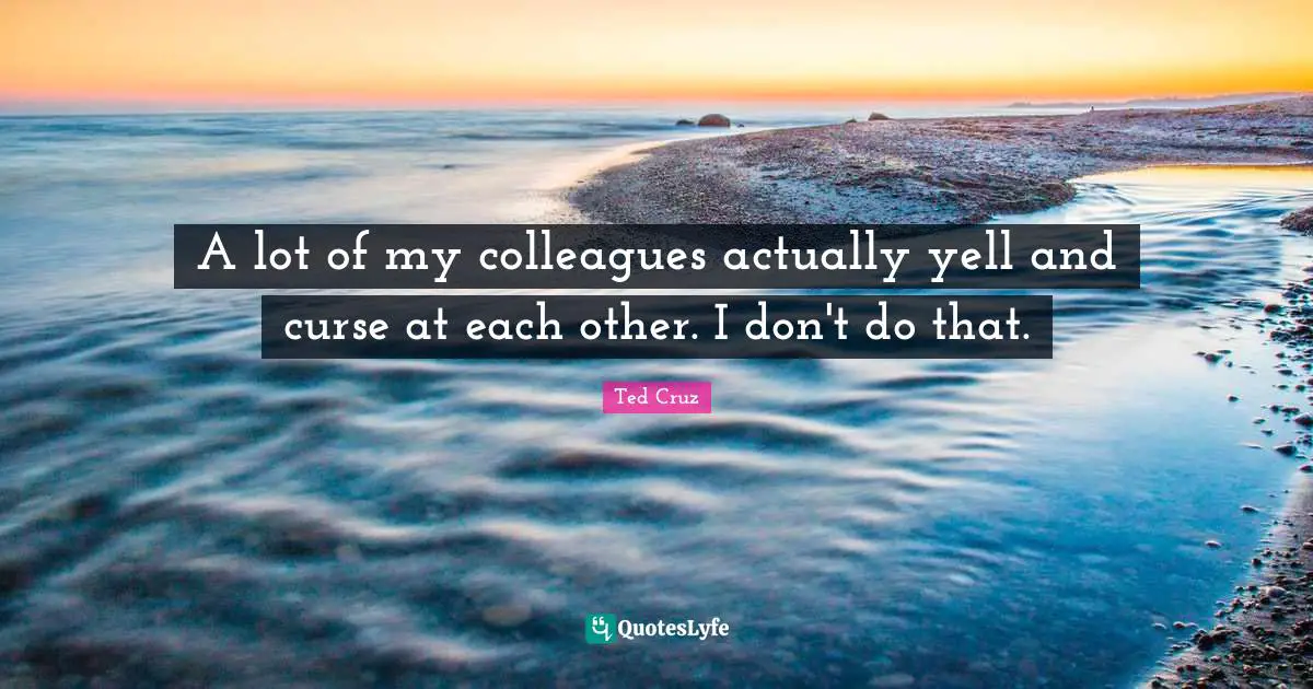 A lot of my colleagues actually yell and curse at each other. I don't do that.