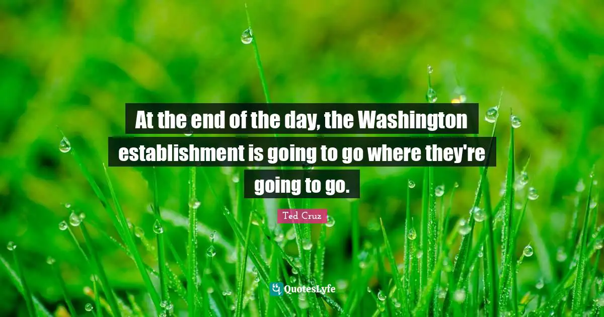 At the end of the day, the Washington establishment is going to go where they're going to go.