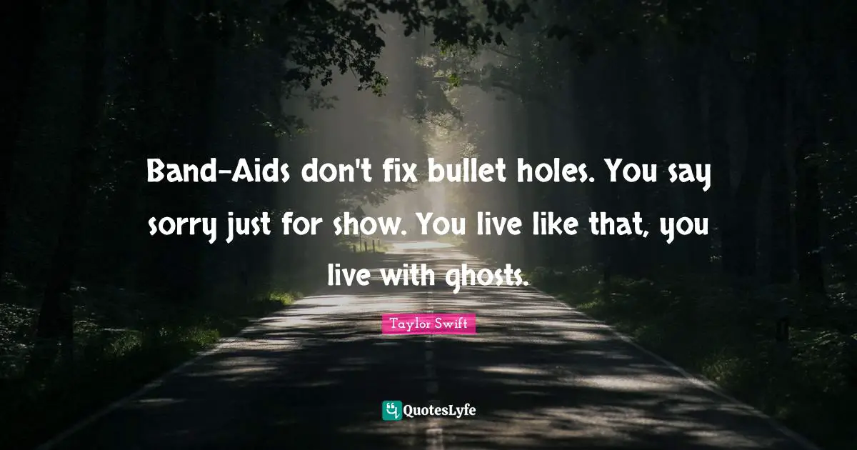 Band-Aids don't fix bullet holes. You say sorry just for show. You live like that, you live with ghosts.