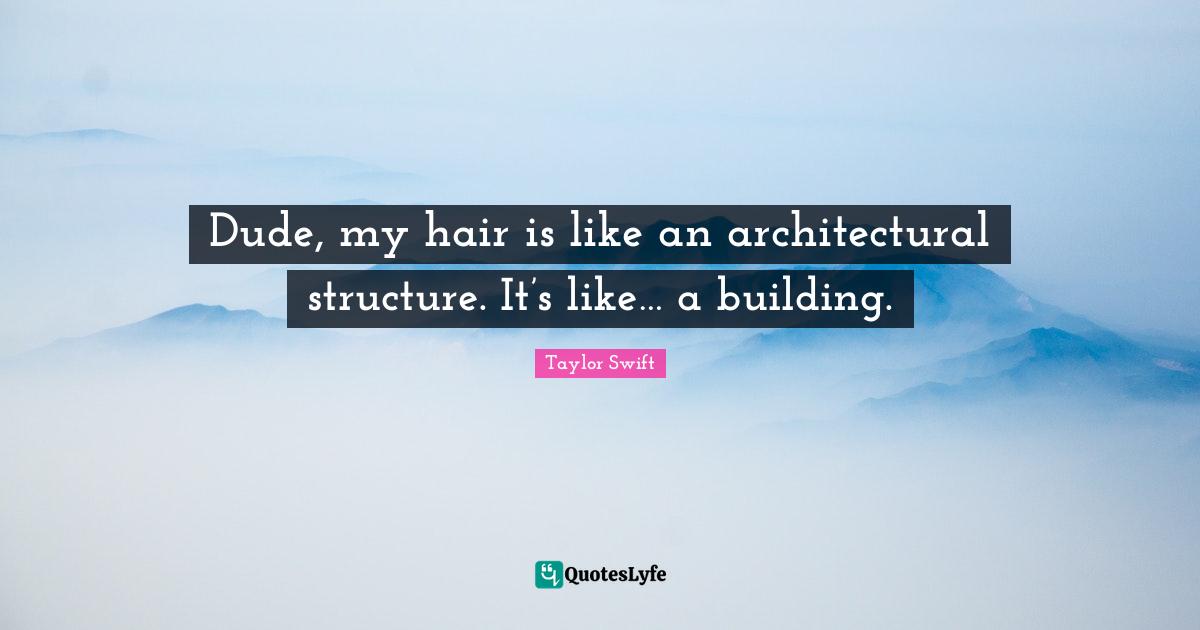 Dude, my hair is like an architectural structure. It’s like… a building.