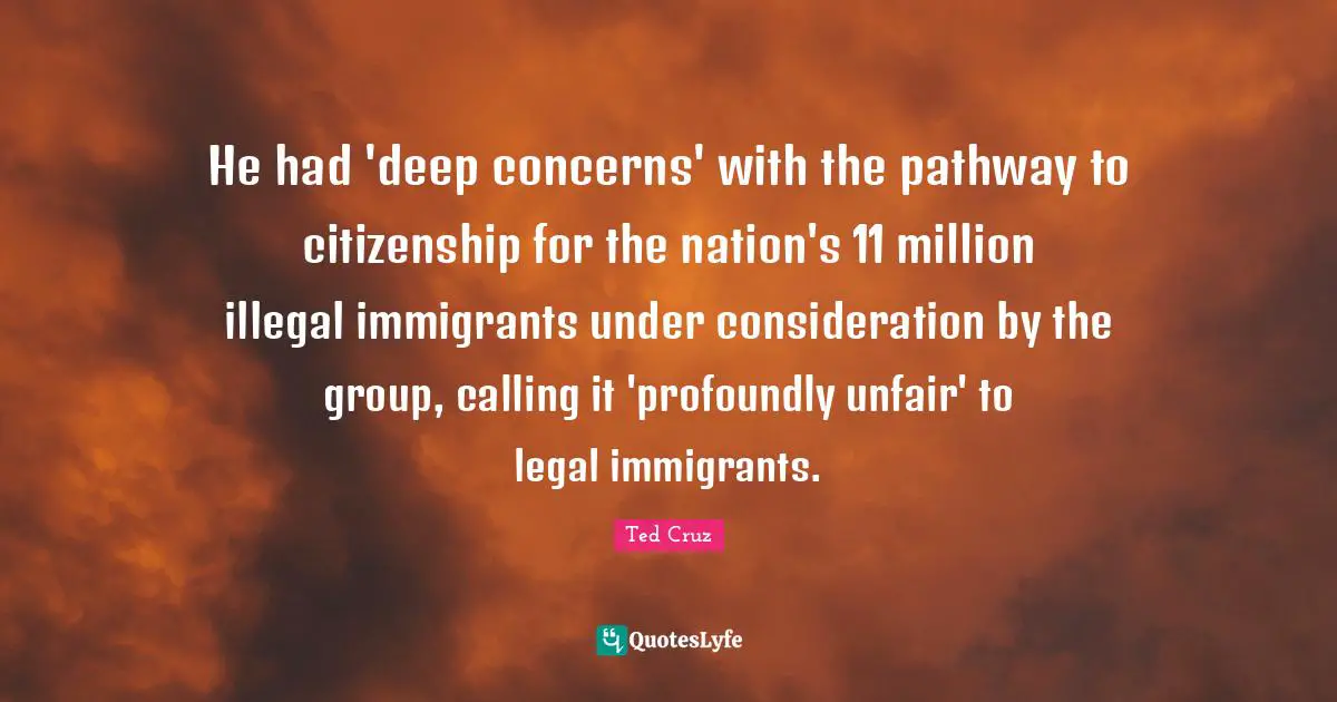 He had 'deep concerns' with the pathway to citizenship for the nation's 11 million illegal immigrants under consideration by the group, calling it 'profoundly unfair' to legal immigrants.