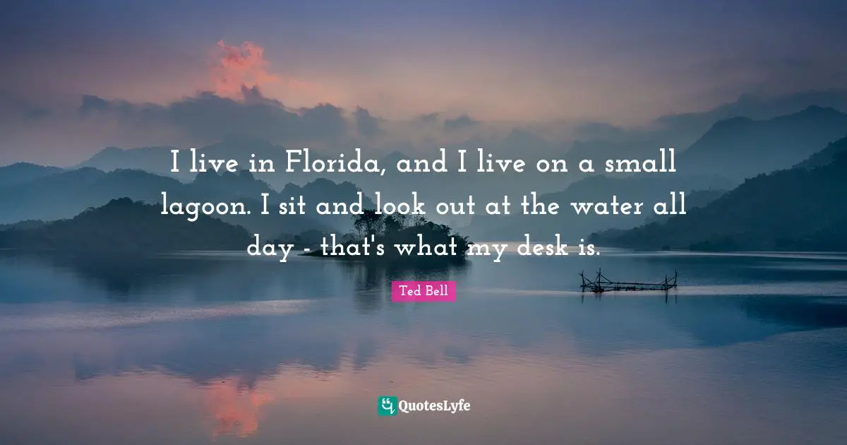 I live in Florida, and I live on a small lagoon. I sit and look out at the water all day - that's what my desk is.