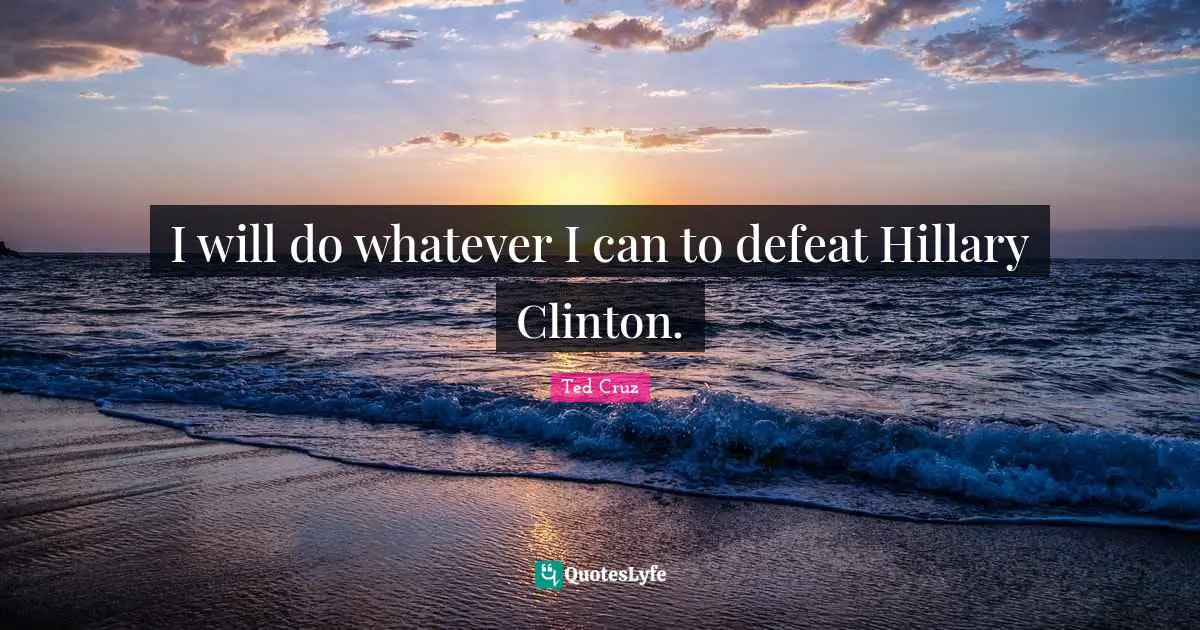 I will do whatever I can to defeat Hillary Clinton.