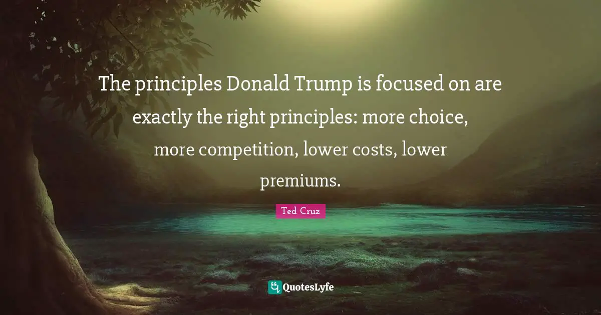 The principles Donald Trump is focused on are exactly the right principles: more choice, more competition, lower costs, lower premiums.