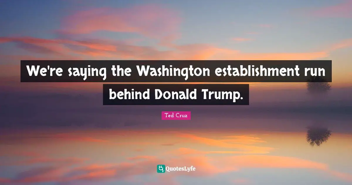 We're saying the Washington establishment run behind Donald Trump.