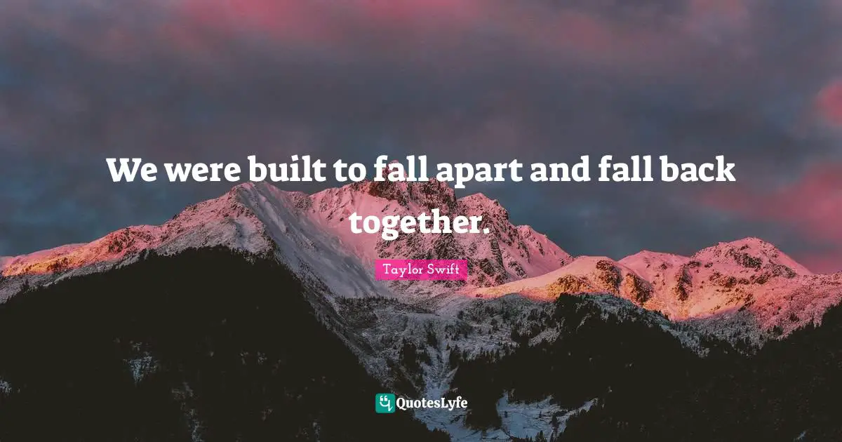 We were built to fall apart and fall back together.