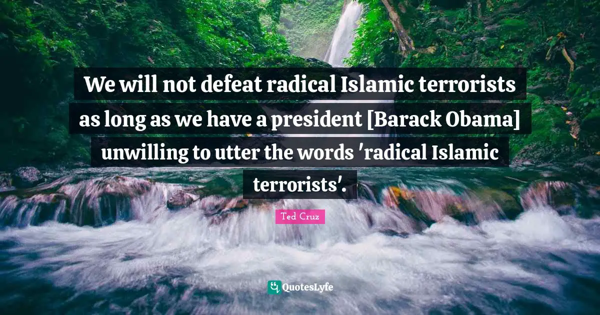We will not defeat radical Islamic terrorists as long as we have a president [Barack Obama] unwilling to utter the words 'radical Islamic terrorists'.