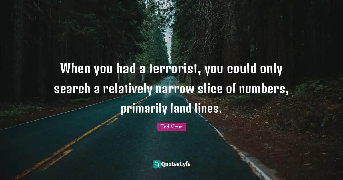 When you had a terrorist, you could only search a relatively narrow slice of numbers, primarily land lines.
