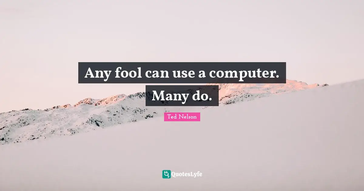 Any fool can use a computer. Many do.