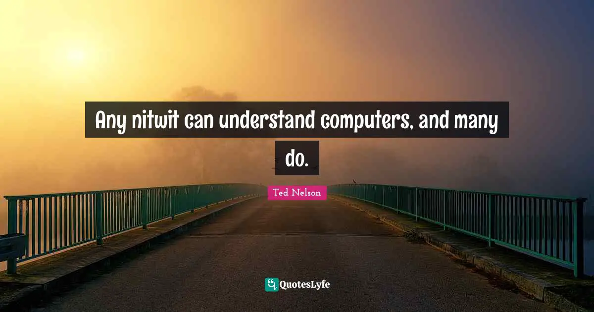 Any nitwit can understand computers, and many do.