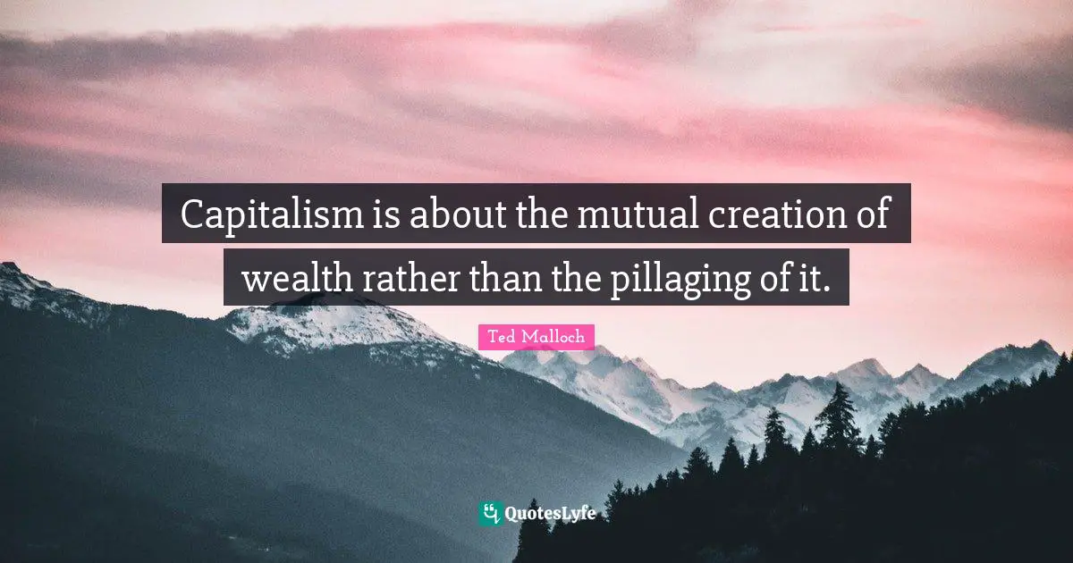 Capitalism is about the mutual creation of wealth rather than the pillaging of it.