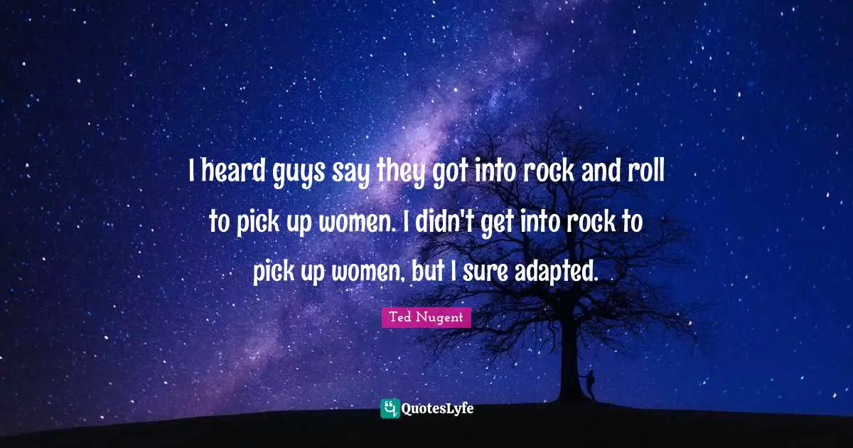 I heard guys say they got into rock and roll to pick up women. I didn't get into rock to pick up women, but I sure adapted.