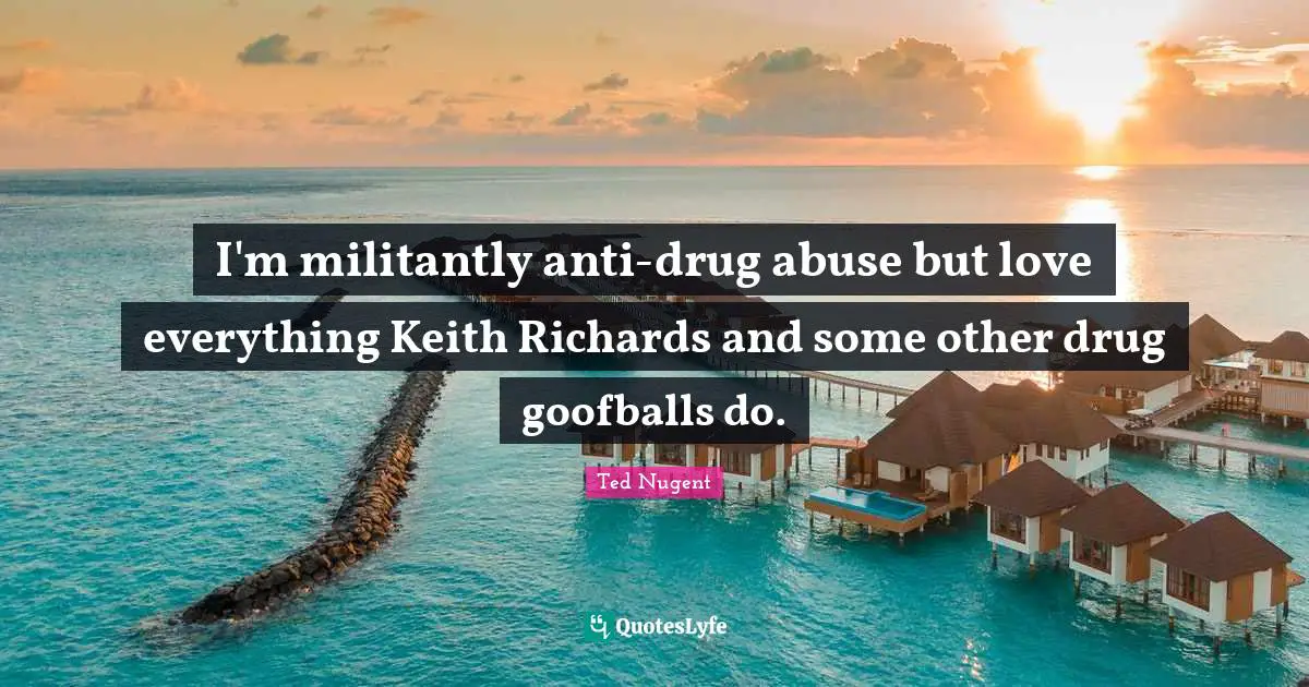 I'm militantly anti-drug abuse but love everything Keith Richards and some other drug goofballs do.