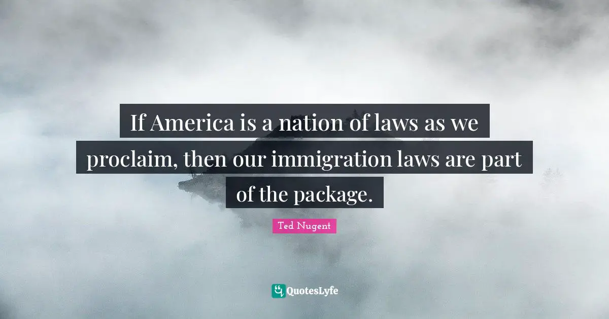 If America is a nation of laws as we proclaim, then our immigration laws are part of the package.