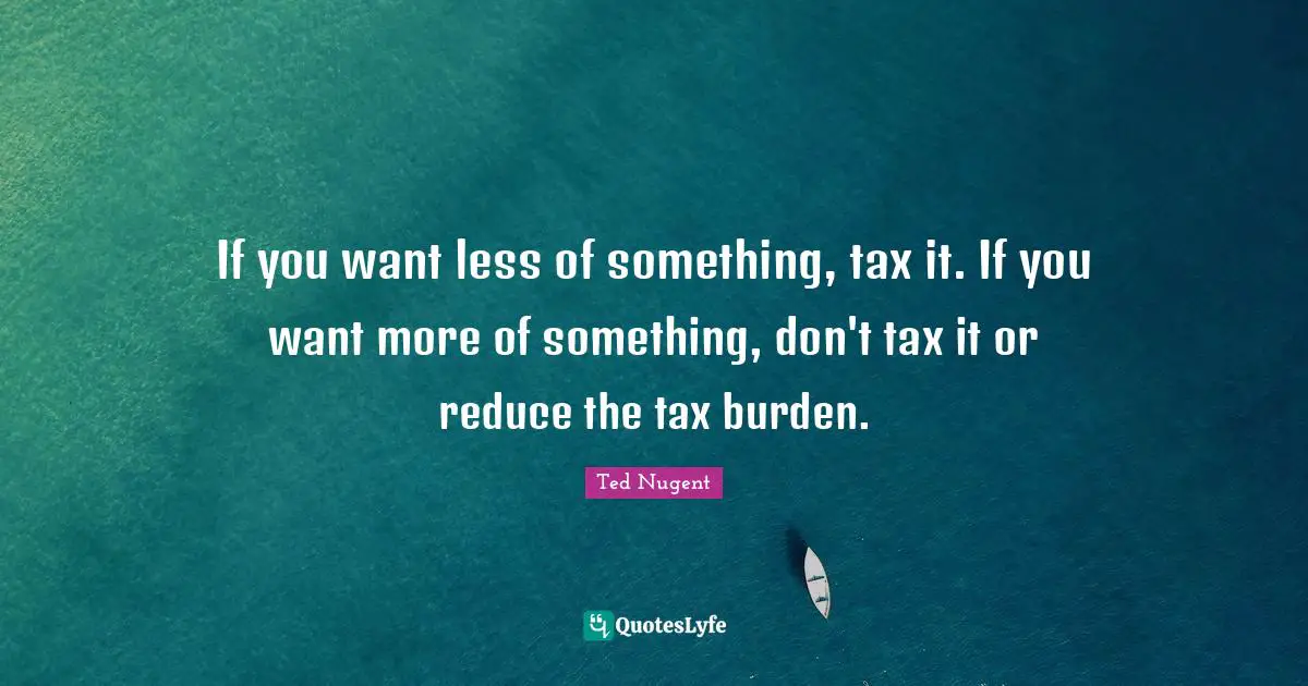If you want less of something, tax it. If you want more of something, don't tax it or reduce the tax burden.