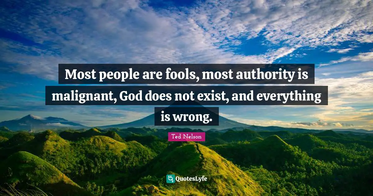 Most people are fools, most authority is malignant, God does not exist, and everything is wrong.