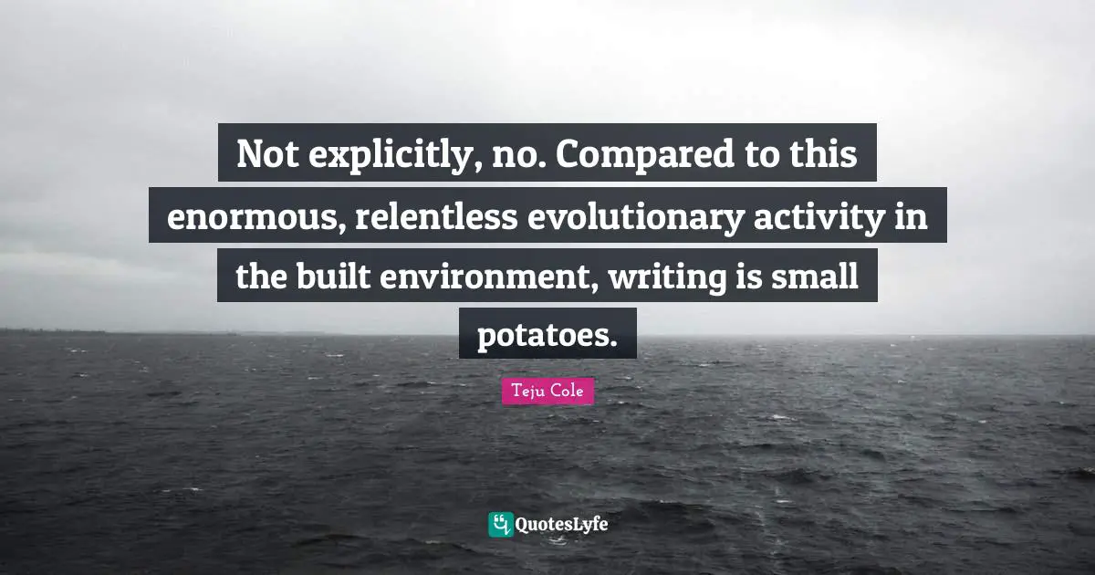 Not explicitly, no. Compared to this enormous, relentless evolutionary activity in the built environment, writing is small potatoes.