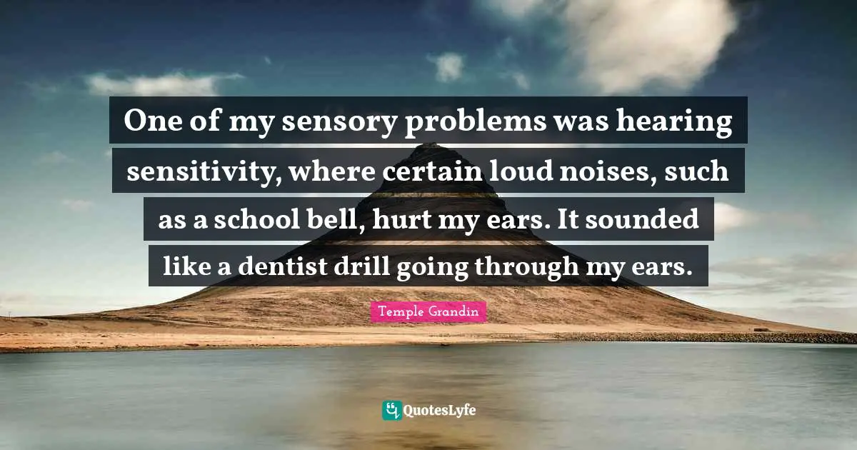 One of my sensory problems was hearing sensitivity, where certain loud noises, such as a school bell, hurt my ears. It sounded like a dentist drill going through my ears.
