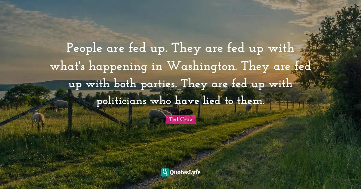 People are fed up. They are fed up with what's happening in Washington. They are fed up with both parties. They are fed up with politicians who have lied to them.