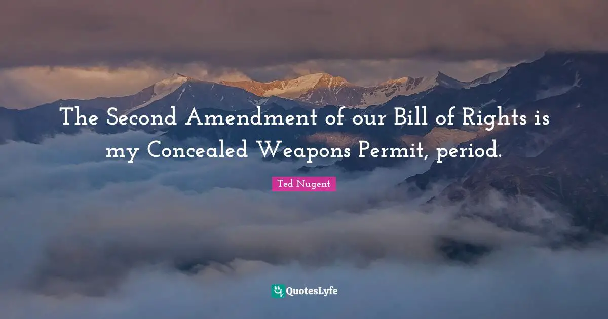 The Second Amendment of our Bill of Rights is my Concealed Weapons Permit, period.