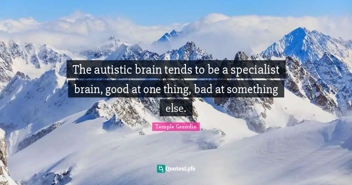 The autistic brain tends to be a specialist brain, good at one thing, bad at something else.