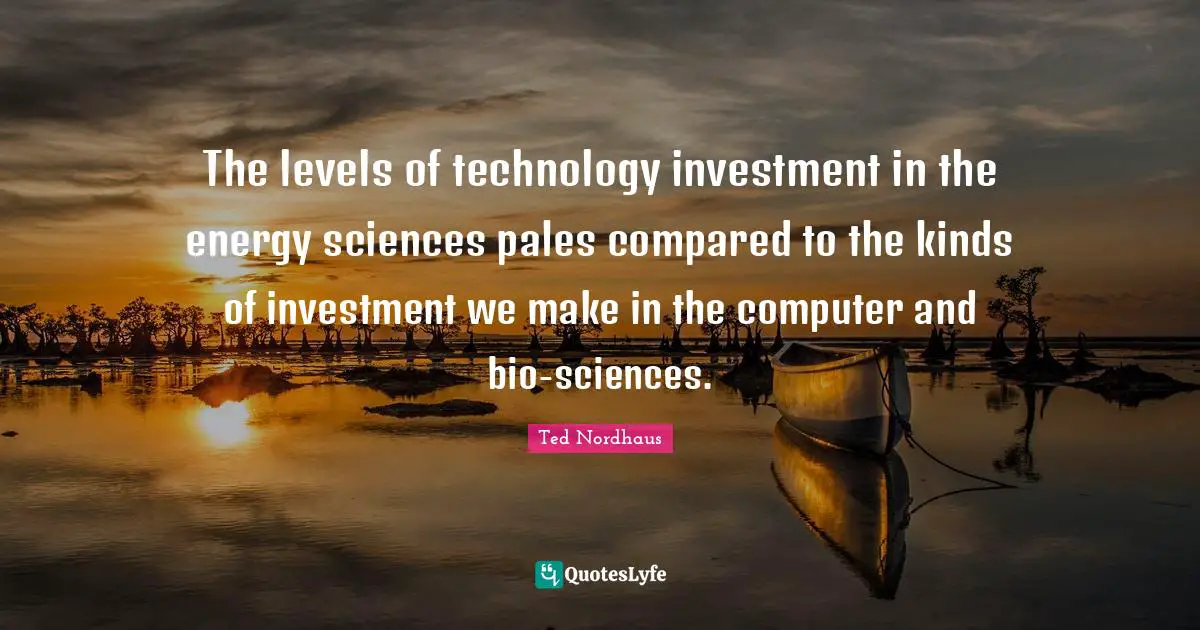 The levels of technology investment in the energy sciences pales compared to the kinds of investment we make in the computer and bio-sciences.