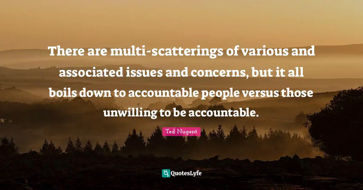 There are multi-scatterings of various and associated issues and concerns, but it all boils down to accountable people versus those unwilling to be accountable.