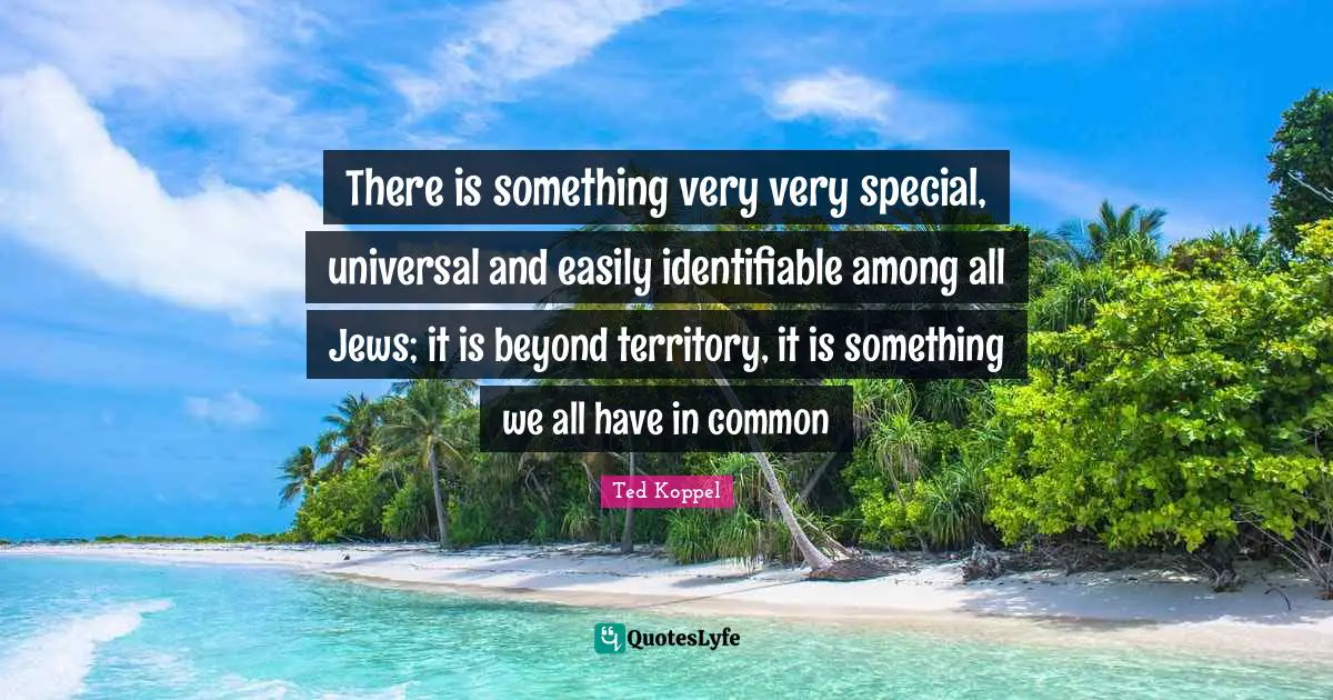 There is something very very special, universal and easily identifiable among all Jews; it is beyond territory, it is something we all have in common